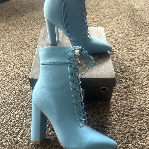 Azalea Wang Blue Revolver Ankle Boots - Picture 5 of 5